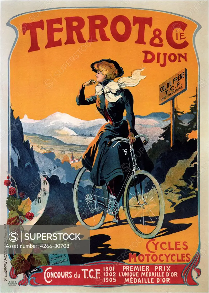 Cycles Terrot & Cie by Tamagno, Francisco (1851-1923) / Private Collection / 1905 / France / Colour lithograph / Poster and Graphic design / Art Nouveau