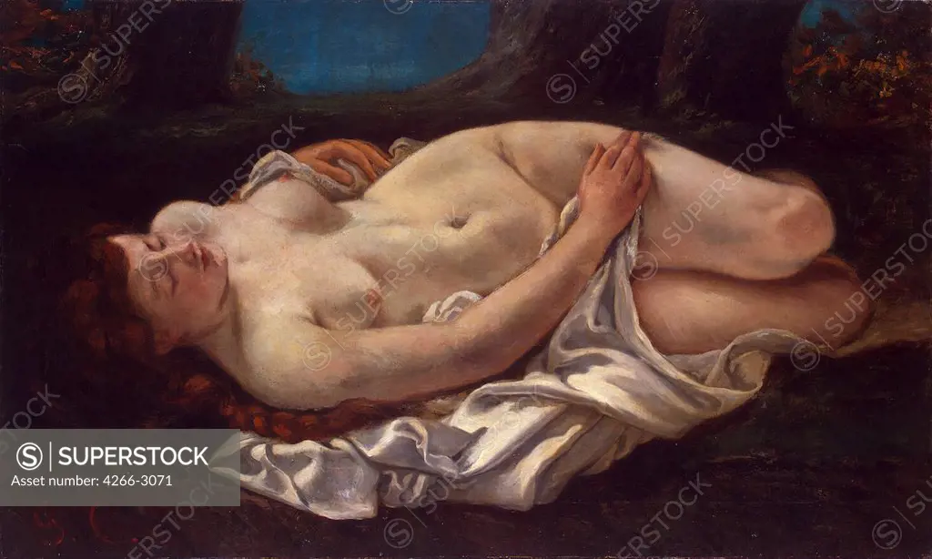 Naked woman sleeping by Gustave Courbet, oil on canvas, 1865, 1819-1877, Russia, St. Petersburg, State Hermitage, 77x128