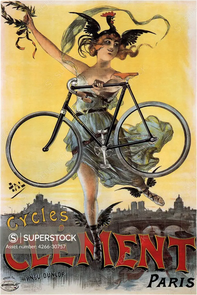 Cycles Clement by Paleologue (Paleologu), Jean de (1855-1942) / Private Collection / 1898 / Romania / Colour lithograph / Poster and Graphic design / Art Nouveau