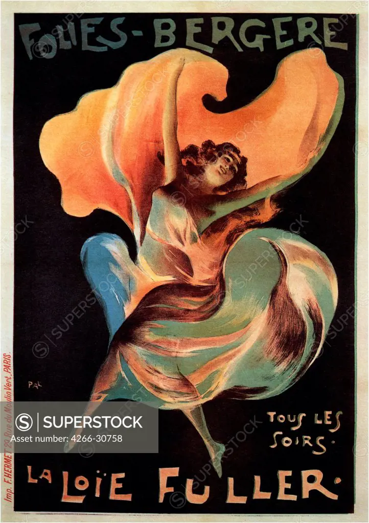 Folies Bergeres by Paleologue (Paleologu), Jean de (1855-1942) / Private Collection / 1897 / Romania / Colour lithograph / Poster and Graphic design / Art Nouveau