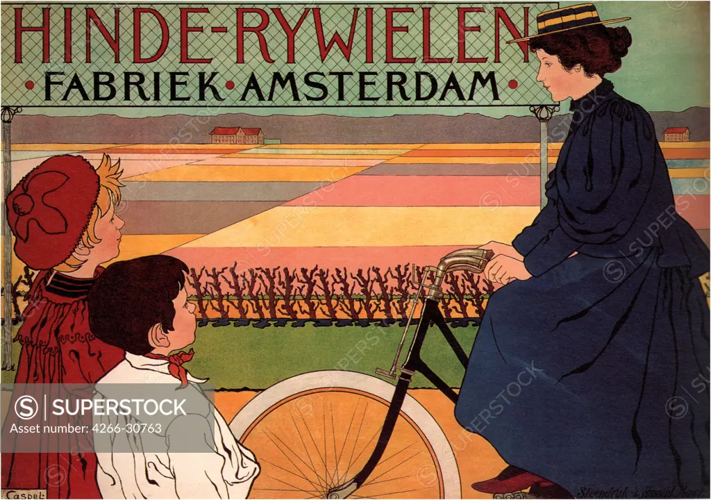 Hinde Rijwielen Fabriek Amsterdam by Caspel, Johann Georg van (1870-1928) / Private Collection / 1896 / Holland / Colour lithograph / Poster and Graphic design / Art Nouveau