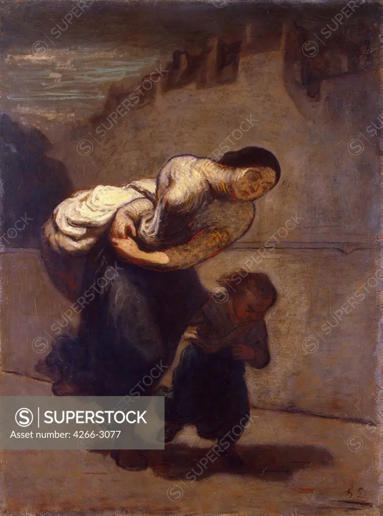 Laundress by Honore Daumier, oil on canvas, 1850-1852, 1808-1879, Russia, St. Petersburg, State Hermitage, 130x98