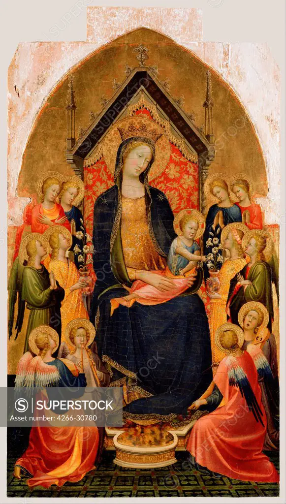 Madonna and Child with Musical Angels by Starnina, Gherardo (c. 1364-1413) / J. Paul Getty Museum, Los Angeles / c.1410 / Italy, Florentine School / Tempera on panel / Bible / 87,6x50,2 / Gothic