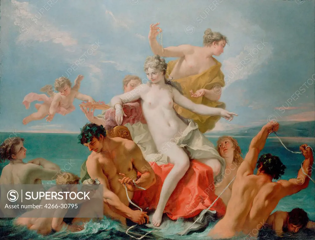 Triumph of the Marine Venus by Ricci, Sebastiano (1659-1734) / J. Paul Getty Museum, Los Angeles / c. 1713 / Italy, Venetian School / Oil on canvas / Mythology, Allegory and Literature / 160x210,8 / Rococo