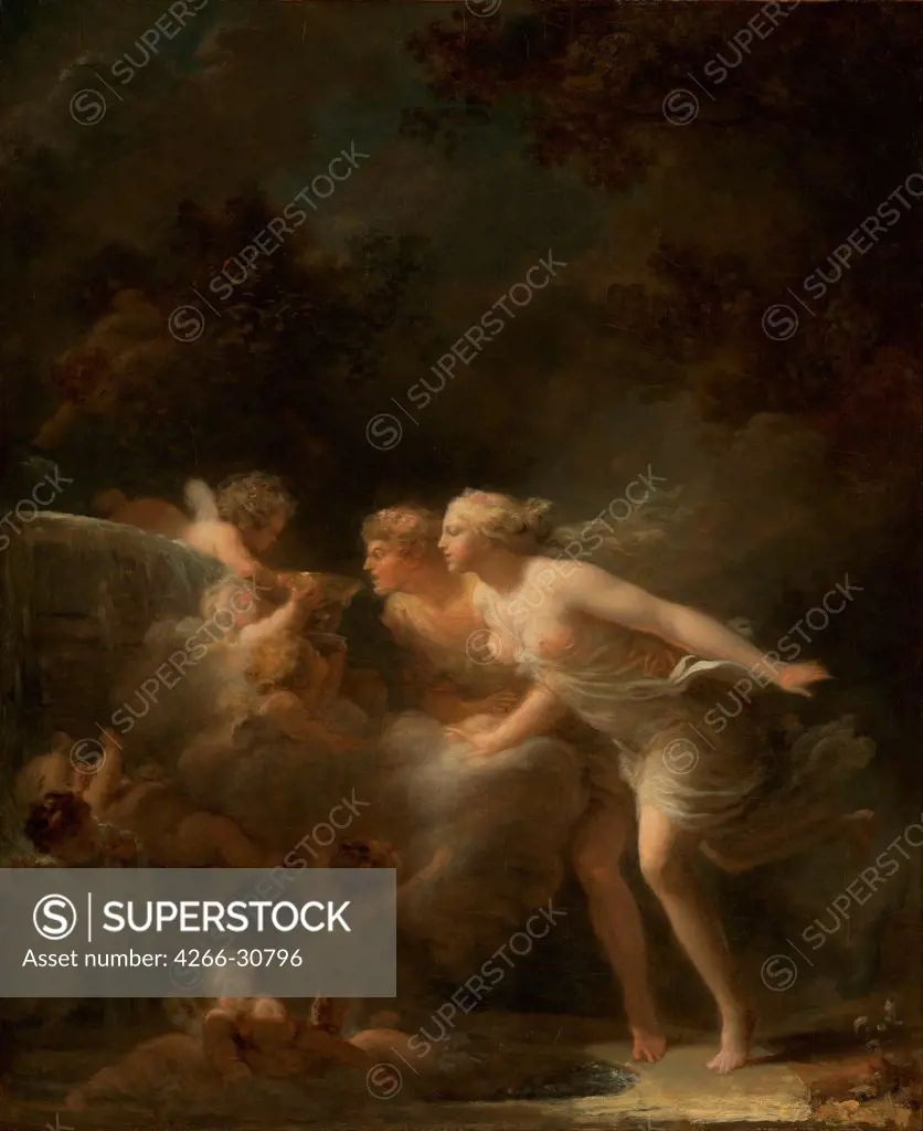 The Fountain of Love by Fragonard, Jean Honore (1732-1806) / J. Paul Getty Museum, Los Angeles / c. 1785 / France / Oil on canvas / Mythology, Allegory and Literature / 64x52,7 / Classicism