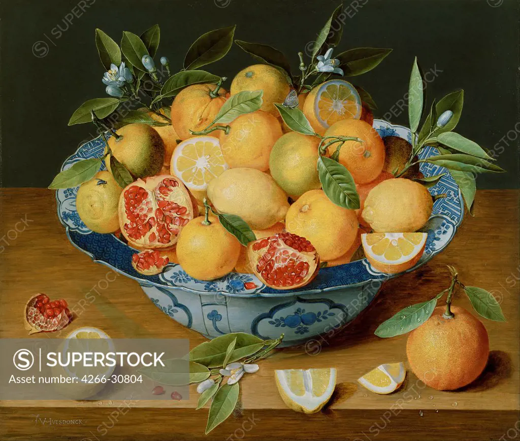 Still Life with Lemons, Oranges and a Pomegranate by Hulsdonck, Jacob van (1582-1647) / J. Paul Getty Museum, Los Angeles / c. 1620-1630 / Flanders / Oil on wood / Still Life / 41,9x49,5 / Baroque