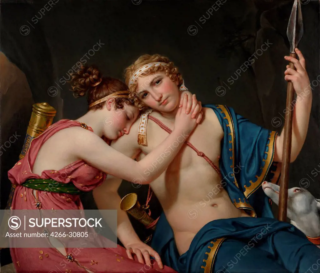 The Farewell of Telemachus and Eucharis by David, Jacques Louis (1748-1825) / J. Paul Getty Museum, Los Angeles / 1818 / France / Oil on canvas / Mythology, Allegory and Literature / 88,3x103,2 / Neoclassicism