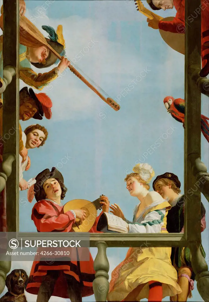 Musical Group on a Balcony by Honthorst, Gerrit, van (1590-1656) / J. Paul Getty Museum, Los Angeles / 1622 / Holland / Oil on wood / Music, Dance,Genre / Baroque
