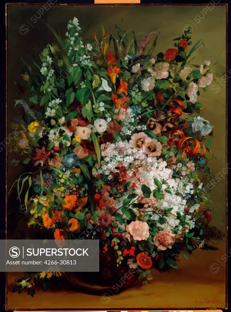 Bouquet of Flowers in a Vase by Courbet, Gustave (1819-1877) / J. Paul Getty Museum, Los Angeles / 1862 / France / Oil on canvas / Still Life / 100,3x73,3 / Realism