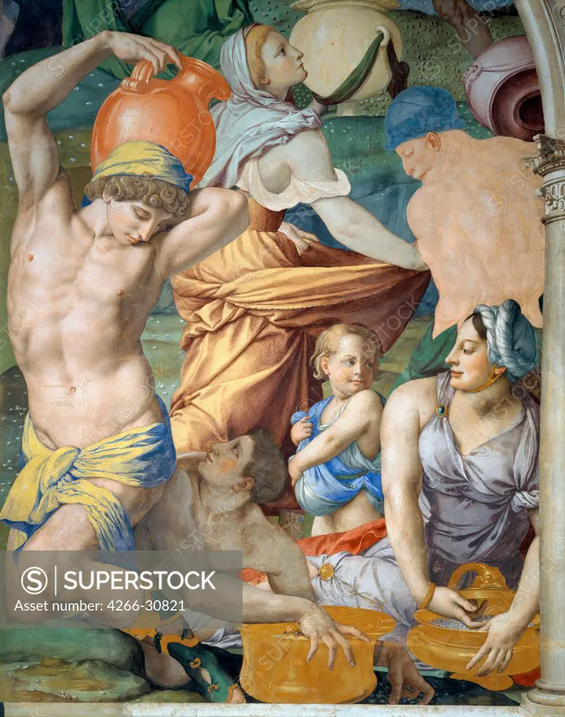 The Gathering of Manna (Detail) by Bronzino, Agnolo (1503-1572) / Palazzo Vecchio, Florence / 1540-1545 / Italy, Florentine School / Fresco / Bible / Renaissance