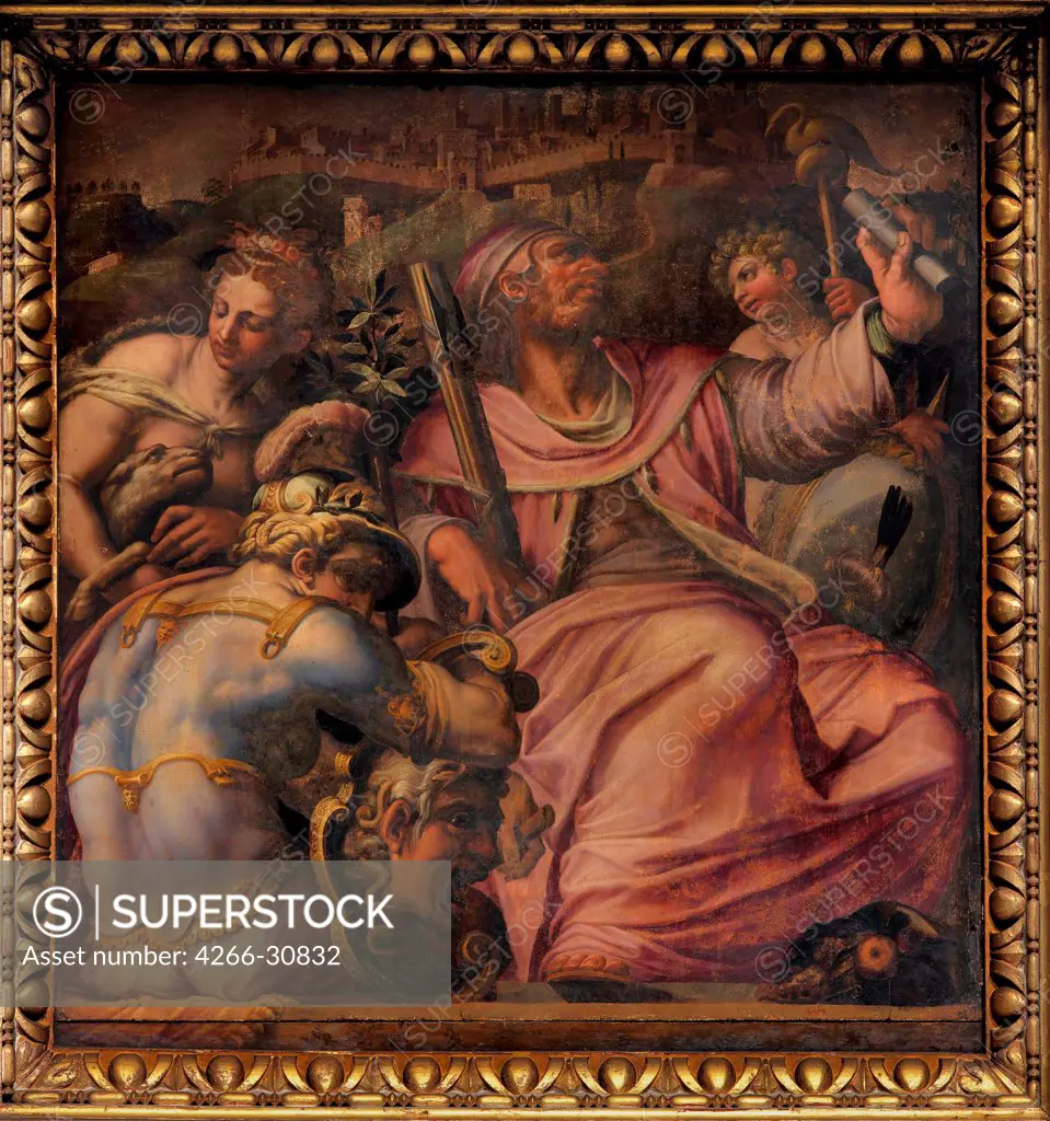 Allegory of Certaldo by Vasari, Giorgio (1511-1574) / Palazzo Vecchio, Florence / 1563-1565 / Italy, Florentine School / Oil on wood / Mythology, Allegory and Literature / 250x250 / Mannerism