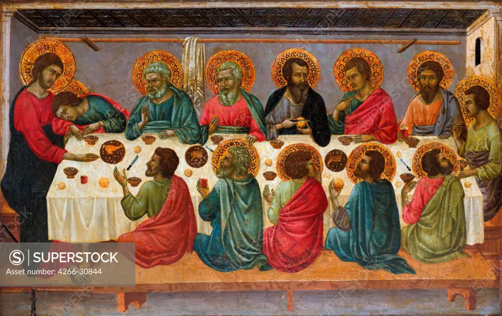 The Last Supper by Ugolino di Nerio (ca 1280-1349) / Metropolitan Museum of Art, New York / 1310-1315 / Italy, School of Siena / Tempera on panel / Bible / 34,3x52,7 / Gothic