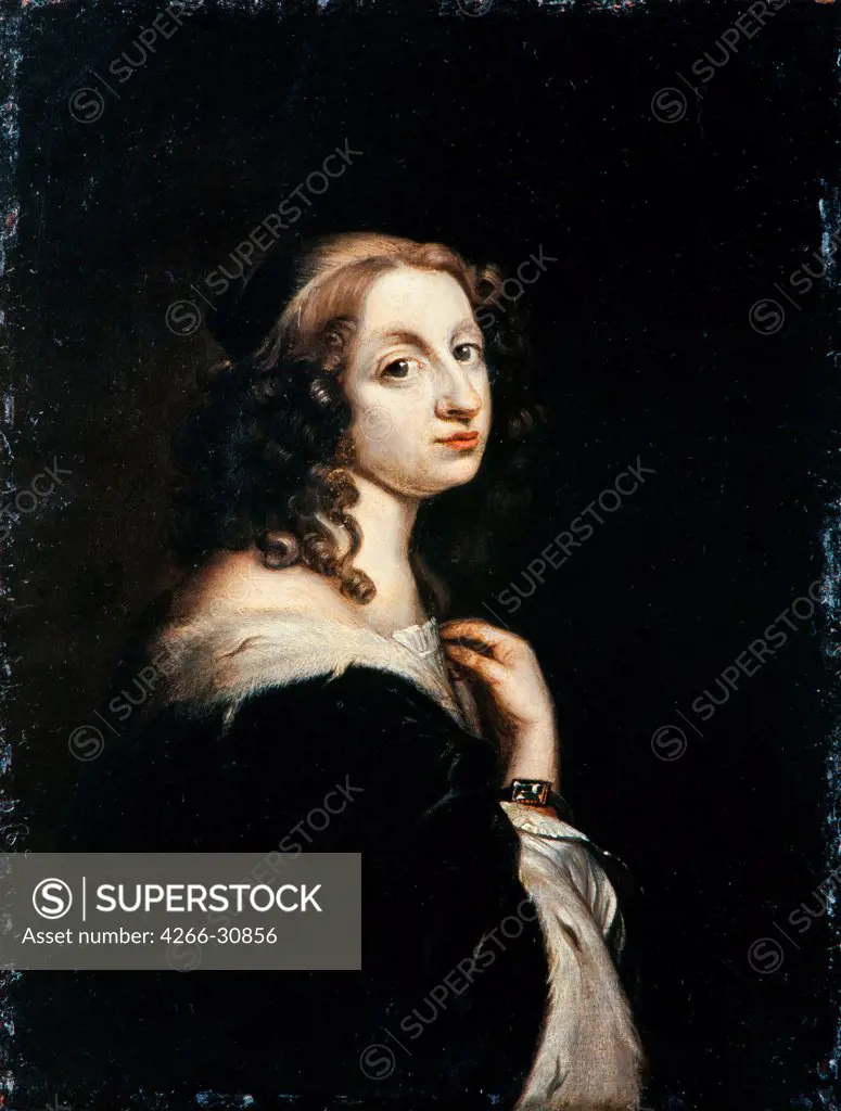 Portrait of Queen Christina of Sweden (1626-1689) by Beck, David (1621-1656) / Livrustkammaren, Stockholm / c. 1650 / Holland / Oil on canvas / Portrait / 220x173 / Baroque