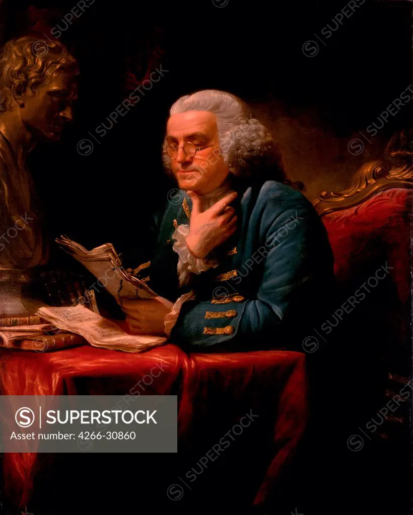 Portrait of Benjamin Franklin by Martin, David (1737-1797) / White House / 1767 / Great Britain / Oil on canvas / Portrait / 127x101 / Rococo