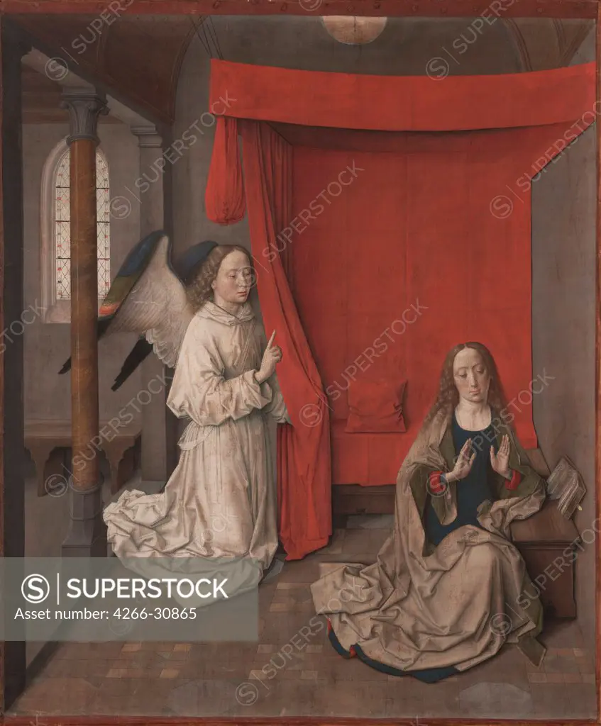 The Annunciation by Bouts, Dirk (1410/20-1475) / J. Paul Getty Museum, Los Angeles / ca 1455 / The Netherlands / Oil on wood / Bible / 90x74,6 / Early Netherlandish Art