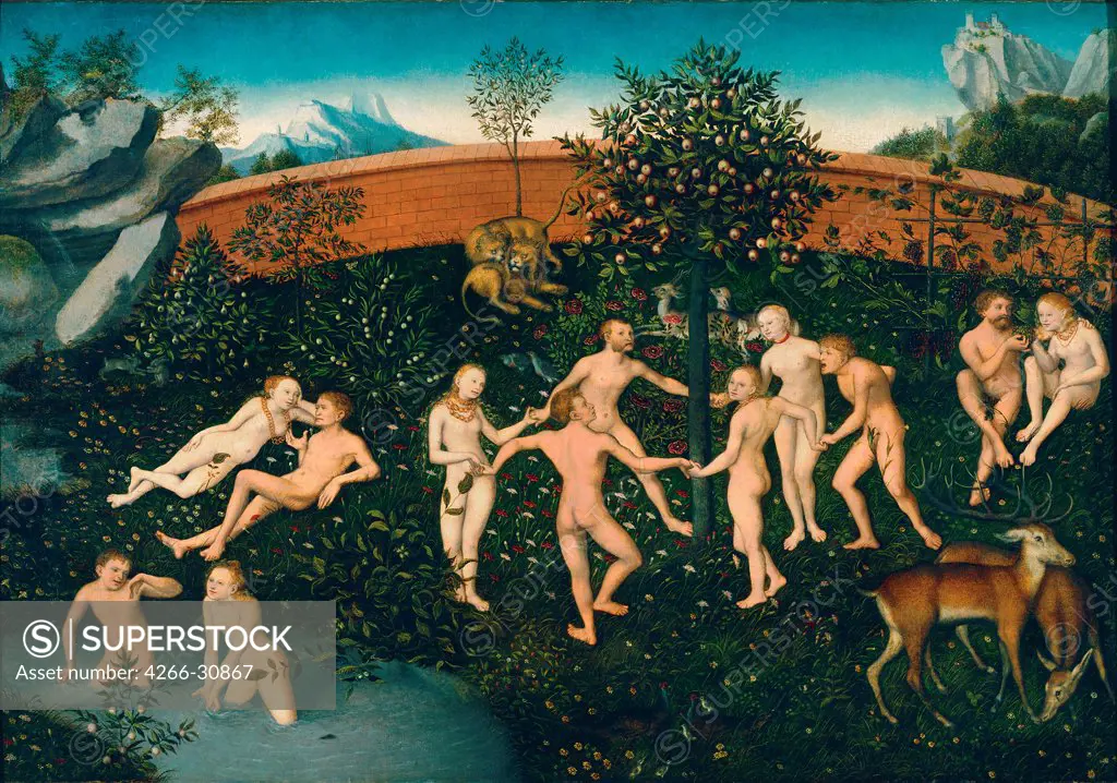 The Golden Age by Cranach, Lucas, the Elder (1472-1553) / Alte Pinakothek, Munich / ca 1530 / Germany / Tempera and oil on wood / Mythology, Allegory and Literature / 73,5x103,5 / Renaissance