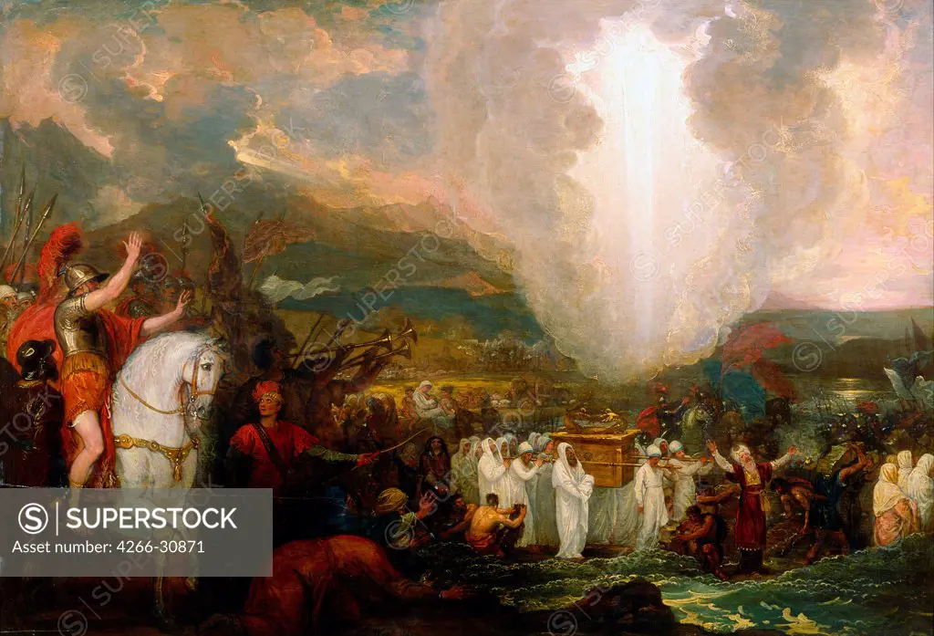 Joshua passing the River Jordan with the Ark of the Covenant by West, Benjamin (1738-1820) / Art Gallery of New South Wales / 1800 / The United States / Oil on wood / Genre / 67,7x89,5 / Neoclassicism