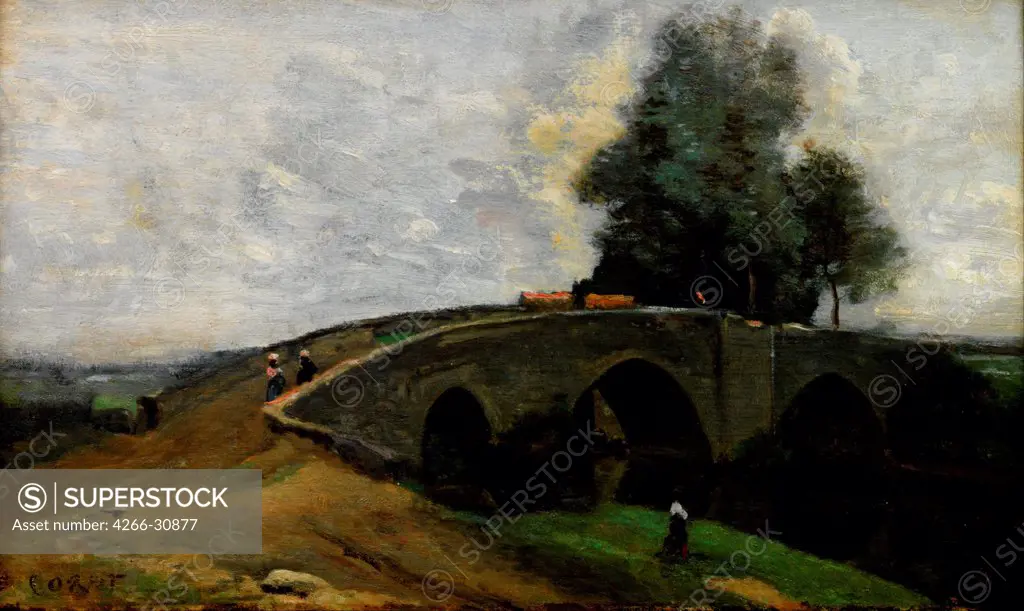 The old bridge by Corot, Jean-Baptiste Camille (1796-1875) / Art Gallery of New South Wales / France / Oil on canvas / Landscape / 24,1x38,1 / Barbizon