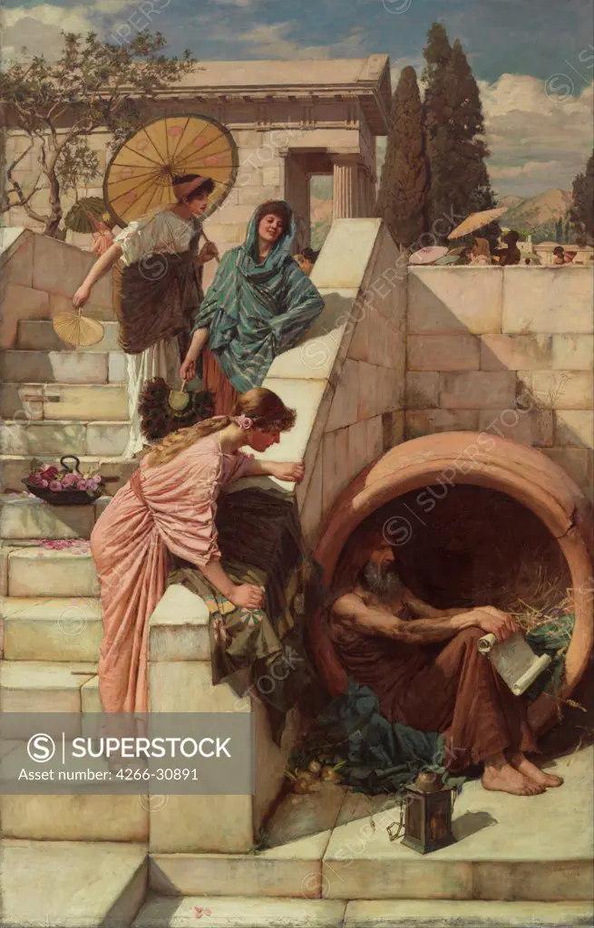 Diogenes by Waterhouse, John William (1849-1917) / Art Gallery of New South Wales / 1882 / Great Britain / Oil on canvas / Mythology, Allegory and Literature / 249x177,4 / Pre-Raphaelite paintings