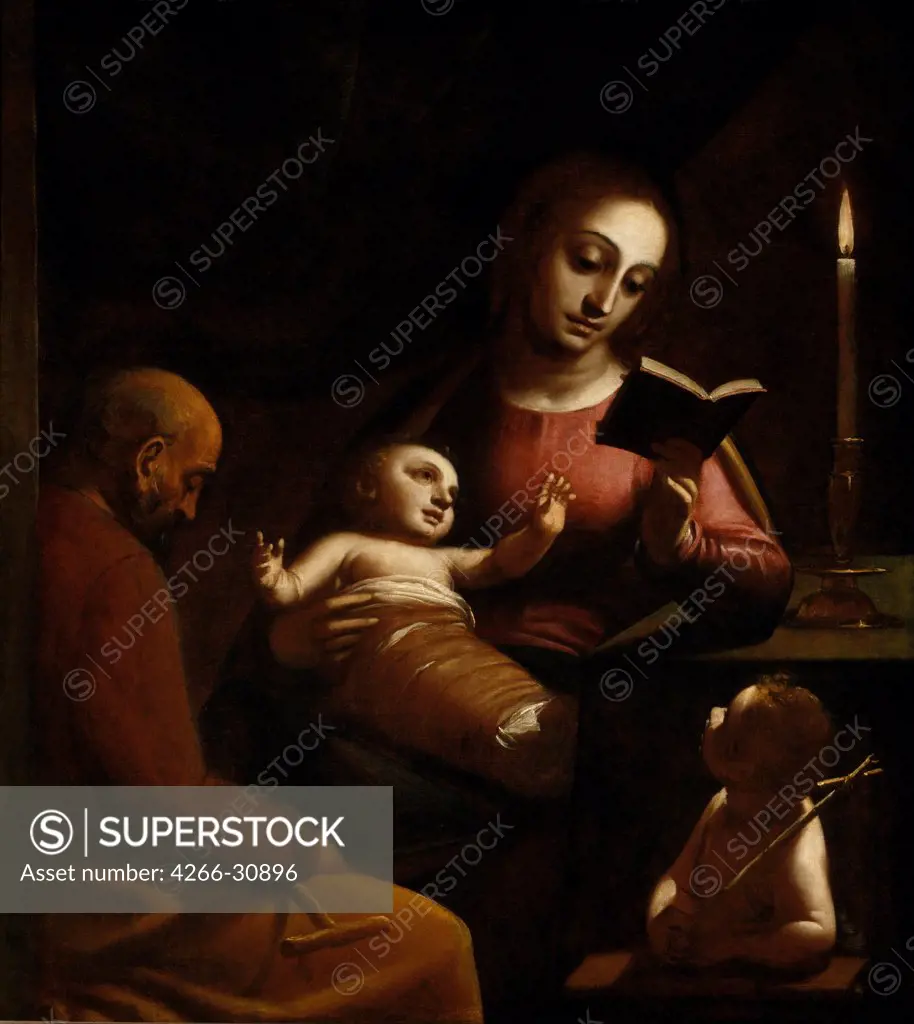 The Holy Family with John the Baptist as a Boy by Cambiaso (Cambiasi), Luca (1527-1585) / Art Gallery of New South Wales / ca 1578 / Italy, School of Genoa / Oil on canvas / Bible / 139,5x129 / Mannerism