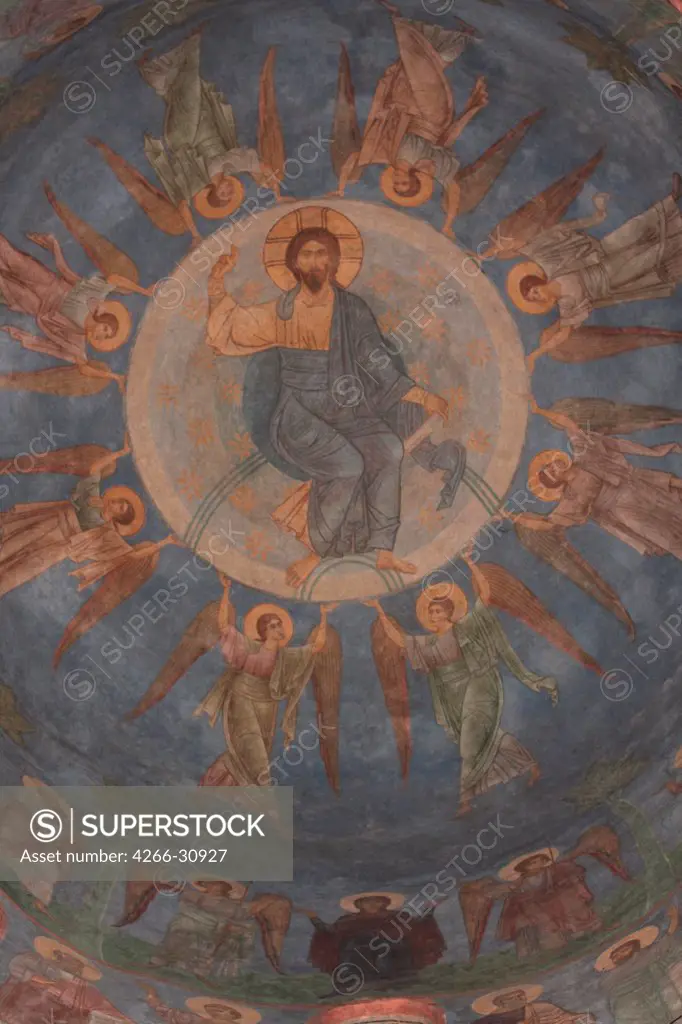 The Ascension of Christ by Ancient Russian frescos   / Mirozhsky Monastery, Pskov / 12th century / Russia, Pskov School / Fresco / Bible / Old Russian Art