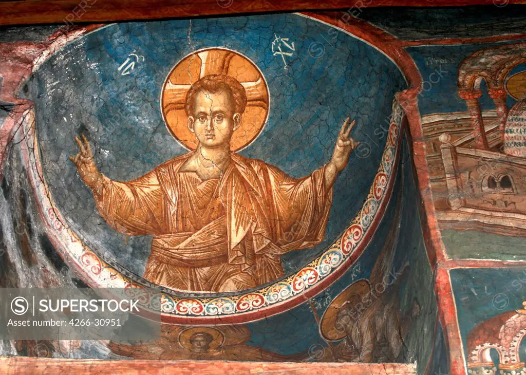 Christ Emmanuel by Anonymous   / Visoki Decani monastery, Kosovo / ca 1350 / Serbia / Fresco / Bible / Byzantine Art