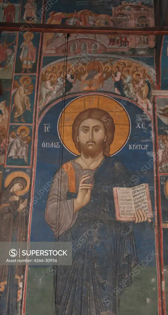 Christ Pantocrator by Anonymous   / Visoki Decani monastery, Kosovo / ca 1350 / Serbia / Fresco / Bible / Byzantine Art