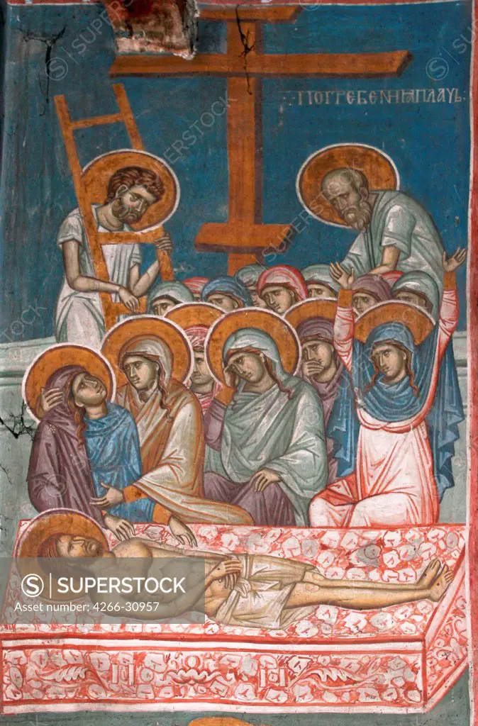 The Lamentation over Christ by Anonymous   / Visoki Decani monastery, Kosovo / ca 1350 / Serbia / Fresco / Bible / Byzantine Art