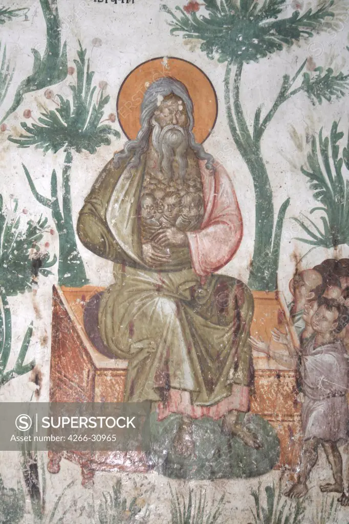 The Bosom of Abraham by Anonymous   / Gracanica Monastery, Kosovo / 1321-1322 / Serbia / Fresco / Bible / Byzantine Art