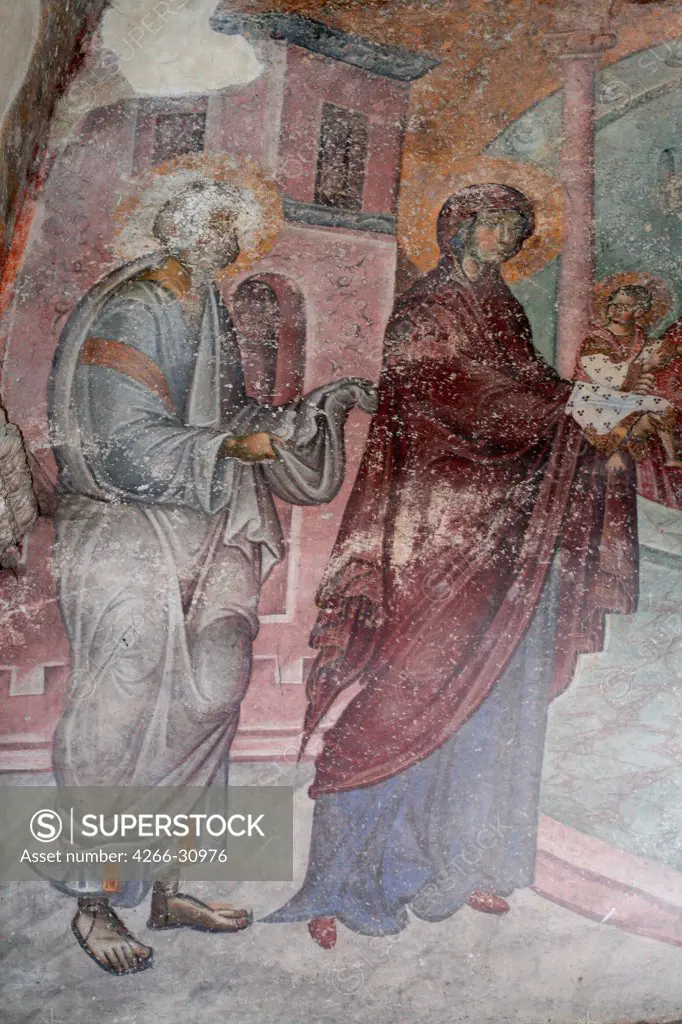Madonna with Joseph by Anonymous   / Sopocani monastery, Novi Pazar / c. 1260-1270 / Serbia / Fresco / Bible / Byzantine Art