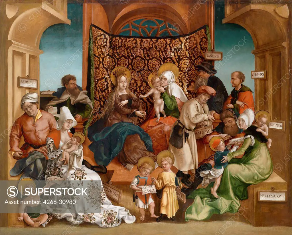The Holy Kinship by Breu, Jorg, the Younger (1510-1547) / Private Collection / Germany / Oil on wood / Bible / 106x132,5 / Renaissance
