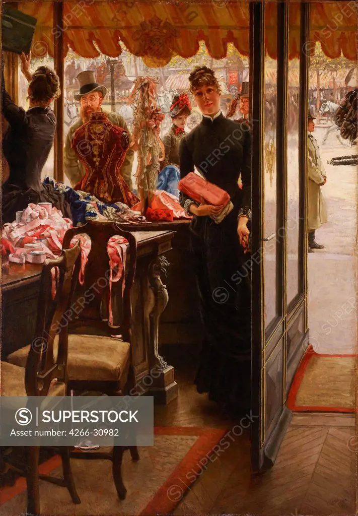 The Shopgirl by Tissot, James Jacques Joseph (1836-1902) / Art Gallery of Ontario / 1879-1885 / France / Oil on canvas / Genre / 146x101,6 / Academic art