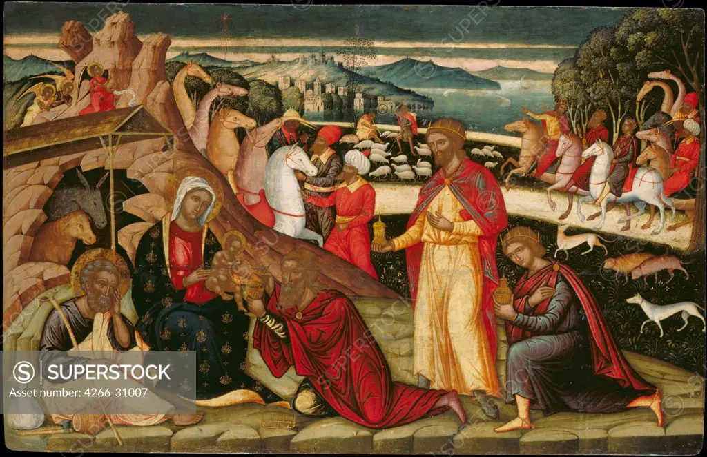 The Adoration of the Magi by Permeniatis, Ioannis (1501-1550) / Benaki Museum, Athens / c. 1525 / Greece / Tempera on panel / Bible / 87x134,5 / Icon Painting