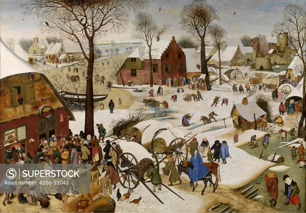 The Census at Bethlehem (The Numbering at Bethlehem) by Brueghel, Pieter, the Younger (1564-1638) / Royal Museum of Fine Arts, Antwerp / First third of 17th cen. / Flanders / Oil on wood / Bible / 113,6x165 / Early Netherlandish Art