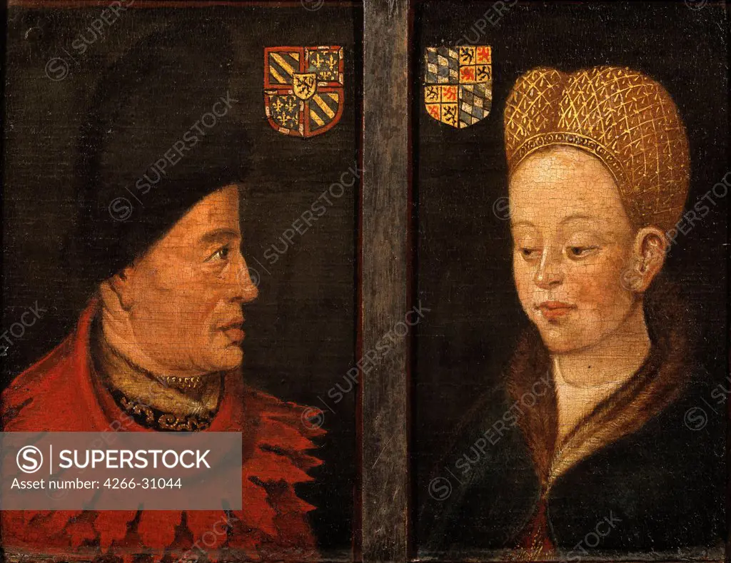 Portraits of of John The Fearless and Margaret of Bavaria by Netherlandish master   / Museum voor Schone Kunsten, Ghent / 16th century / Flanders / Oil on wood / Portrait / 21,7x28,9 / Early Netherlandish Art