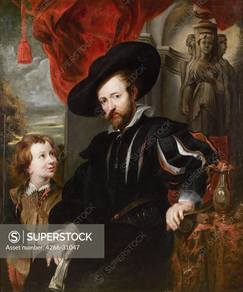 Portrait of Peter Paul Rubens with his son Albert by Rubens, Peter Paul, (School)   / Rubenshuis / Mid of 17th cen. / Flanders / Oil on canvas / Portrait / Baroque