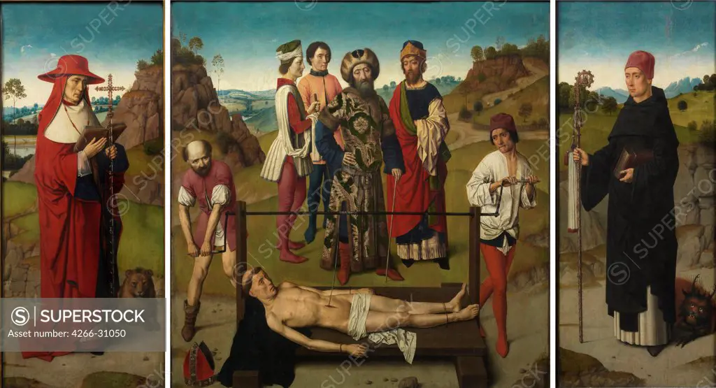 Martyrdom of Saint Erasmus (Triptych) by Bouts, Dirk (1410/20-1475) / St. Peter's Church, Leuven / 1458 / The Netherlands / Oil on wood / Bible / Early Netherlandish Art