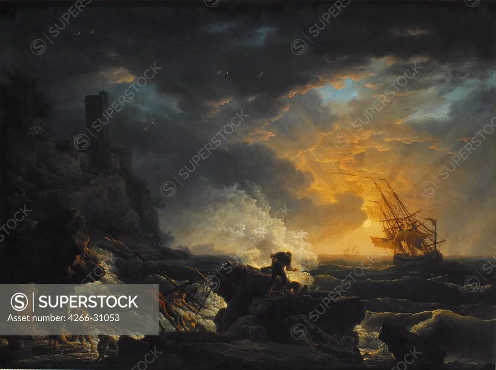 Shipwreck by Vernet, Claude Joseph (1714-1789) / Groeningemuseum, Bruges / Second Half of the 18th cen. / France / Oil on canvas / Landscape / 134,5x99 / Rococo