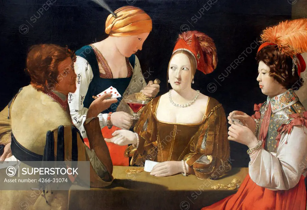 The Cheat with the Ace of Diamonds by La Tour, Georges, de (1583-1652) / Louvre, Paris / c. 1635 / France / Oil on canvas / Genre / 106x146 / Baroque