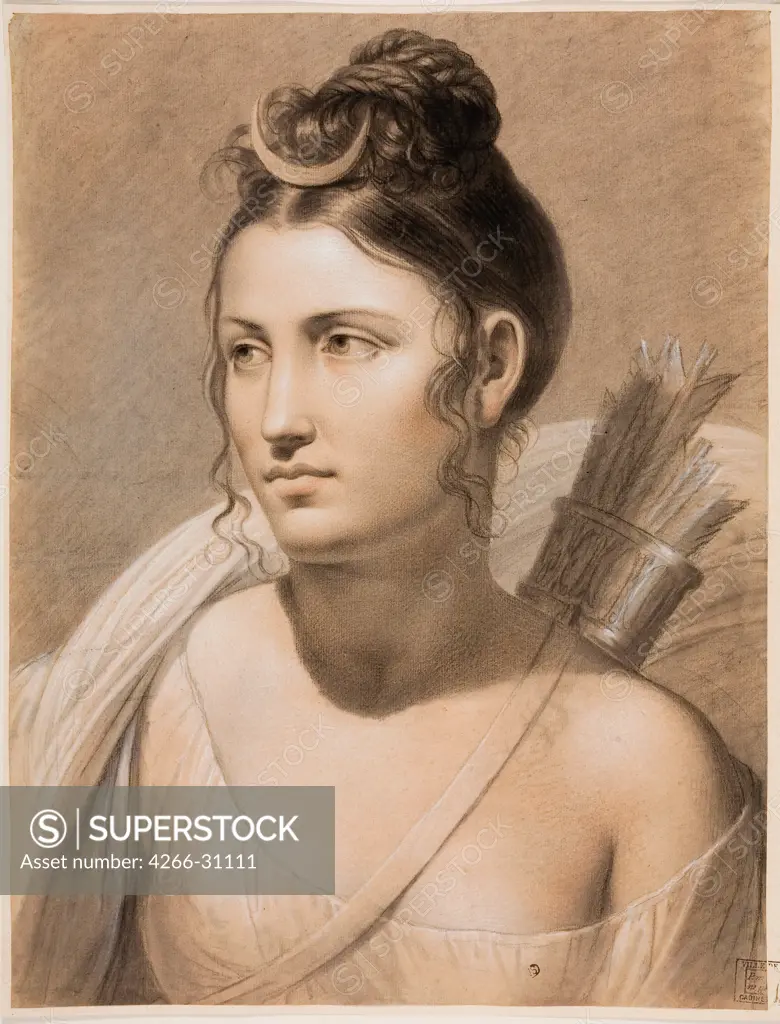 Diana by Ducq, Joseph-Francois (1762-1829) / Groeningemuseum, Bruges / Second Half of the 18th cen. / Belgium / Pastel on paper / Mythology, Allegory and Literature / Classicism