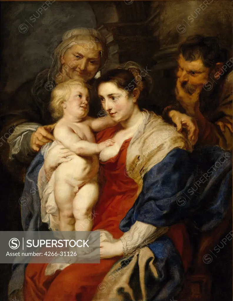 The Holy Family with Saint Anne by Rubens, Pieter Paul (1577-1640) / Museo del Prado, Madrid / 1626-1630 / Flanders / Oil on canvas / Bible / 116x91 / Baroque