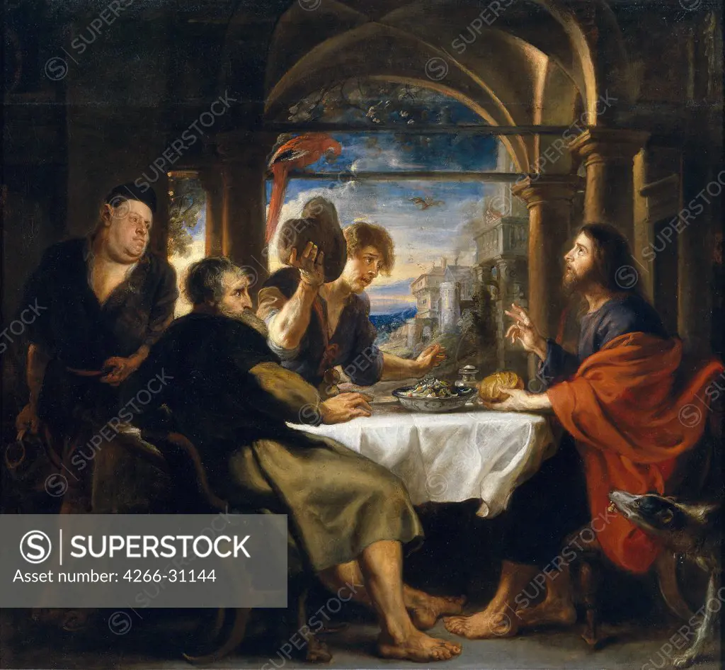 The Supper at Emmaus by Rubens, Pieter Paul (1577-1640) / Museo del Prado, Madrid / 1638 / Flanders / Oil on canvas / Bible / 144x157 / Baroque