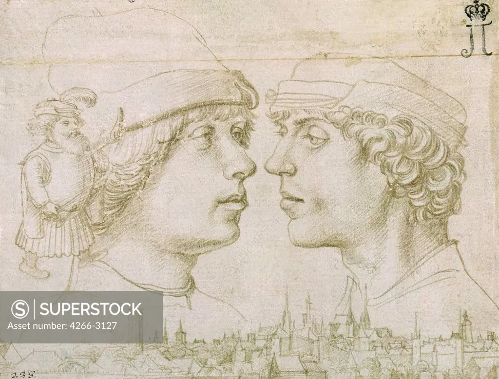 Portrait of two men by Hans Holbein the Elder, Pencil on Paper, 1514, 1465-1524, Russia, St. Petersburg, State Hermitage, 12, 3x16, 3