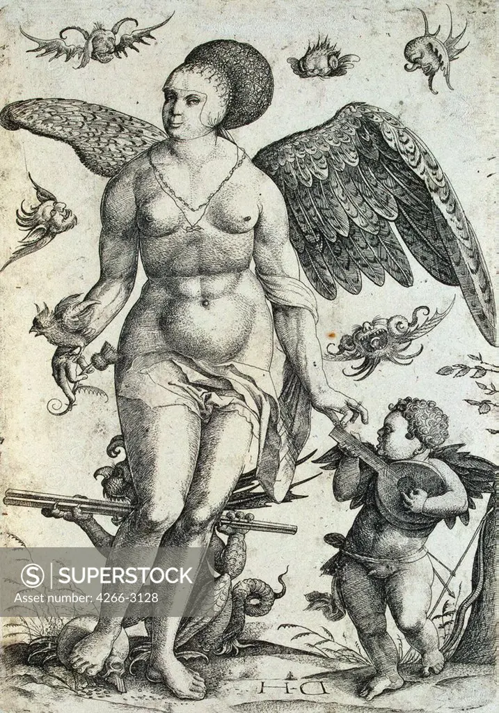 Volupta by Daniel Hopfer, etching, 16th century Mannerism, Russia, St. Petersburg, State Hermitage, 2, 5x13, 6