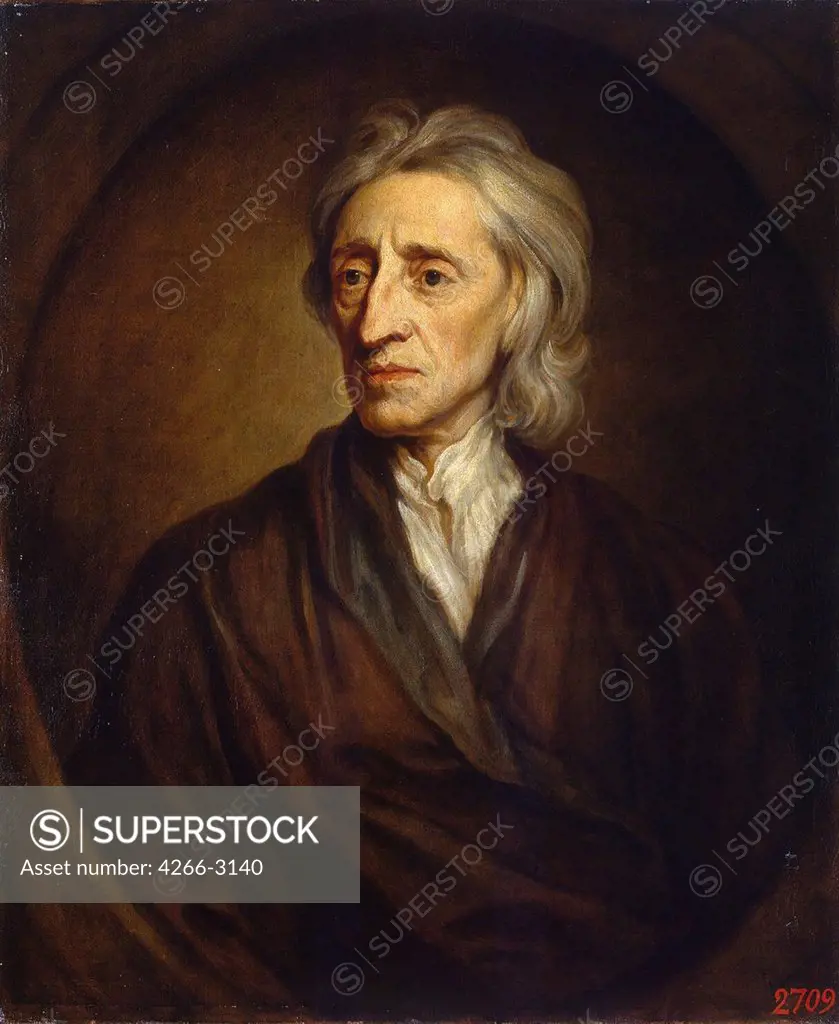 Portrait of John Locke by Sir Gotfrey Kneller, Oil on canvas, 1697, 1646-1723, Russia, St. Petersburg, State Hermitage, 76x64