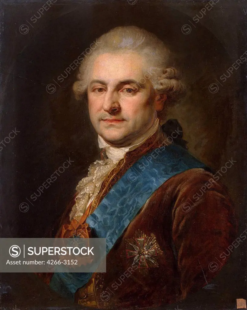 Portrait of Stanislaw II August Poniatowski by Johann-Baptist von Lampi the Elder, Oil on canvas, Second Half of the 18th century, 1751-1830, Russia, St. Petersburg, State Hermitage, 69x55