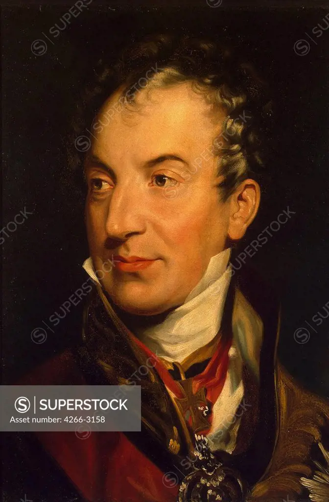 Portrait of Metternich by Sir Thomas Lawrence, Oil on canvas, Between 1814 and 1819, 1769-1830, Russia, St. Petersburg, State Hermitage, 51x35