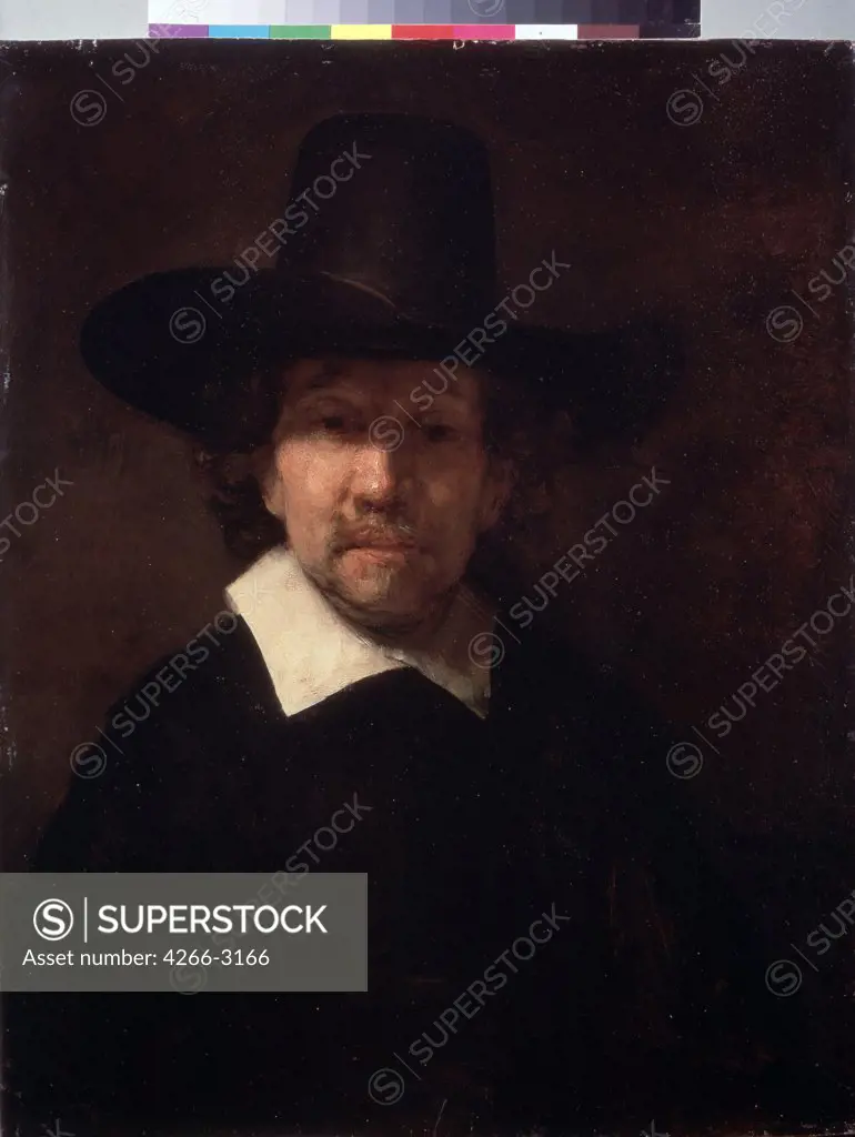 Portrait of Jeremias de Dekker by Rembrandt van Rhijn, Oil on wood, 1666, 1606-1669, Russia, St. Petersburg, State Hermitage, 71x56