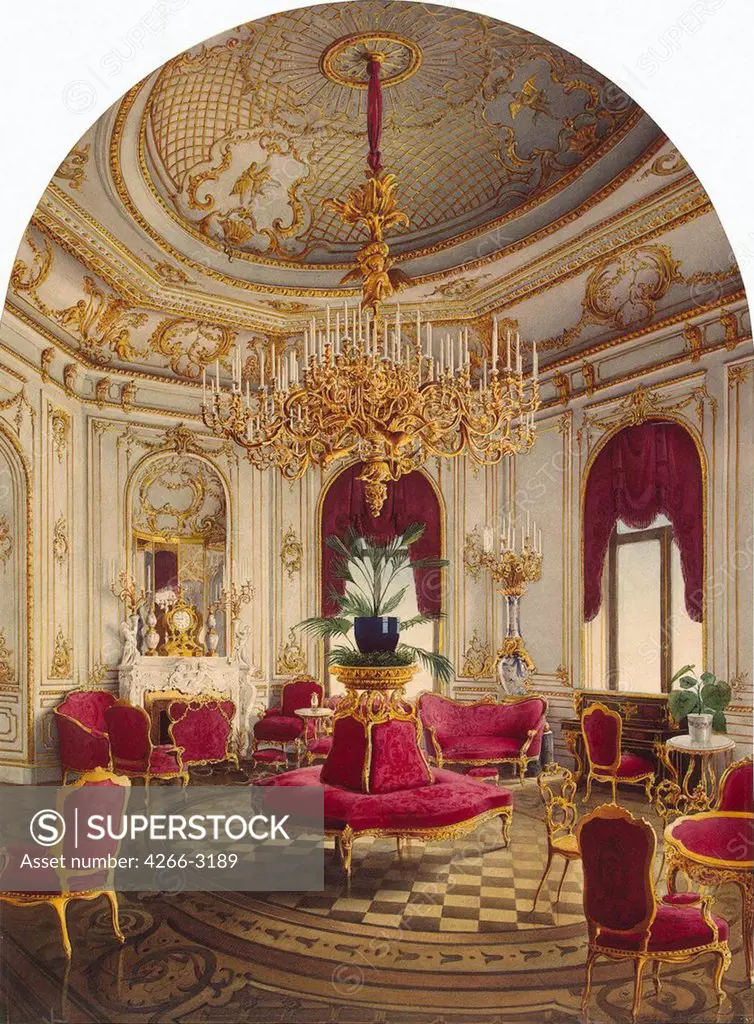 Stroganov palace by Jules Mayblum, Watercolour on paper, 1865, 19th century, Russia, St. Petersburg, State Hermitage, 55, 5x41