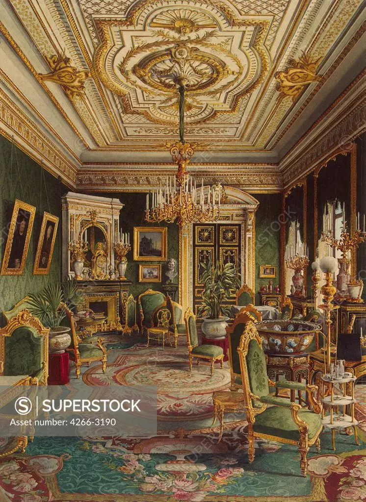 Stroganov palace by Jules Mayblum, Watercolour on paper, 1865, 19th century, Russia, St. Petersburg, State Hermitage, 55, 3x40, 5